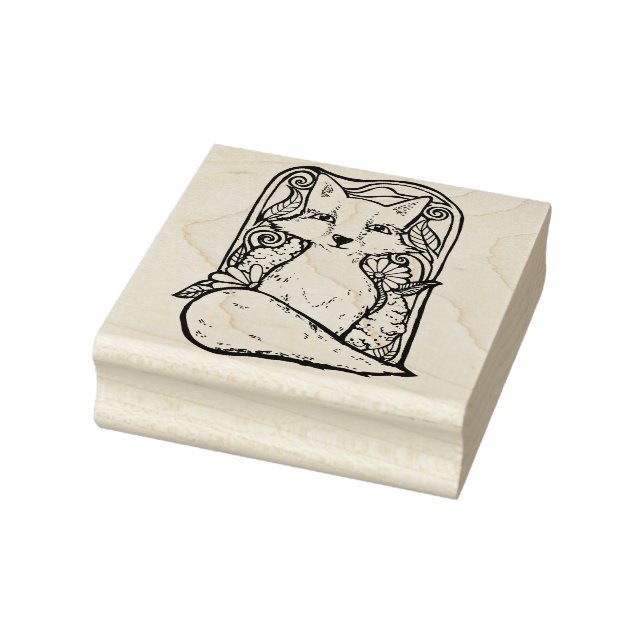 Red Fox Floral Nature Art Gummistempel (Stempel)