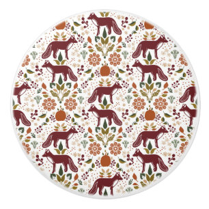 Red Fox Folk Art Knob zieht rustikale Hardware Keramikknauf