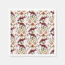 Red Fox Folk Art Napkin Rustikales Party Dekor