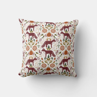 Red Fox Folk Art Pillow Rustic Fall Harvest Kissen