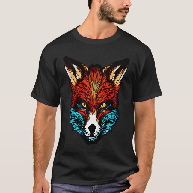 Red fox forest animal wild predator artwork T-Shirt (Vorderseite)