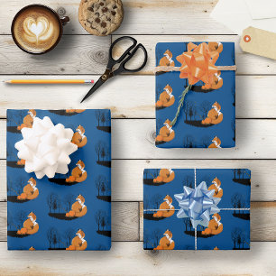 Red Fox Forest Pumpkins Geschenkpapier Set
