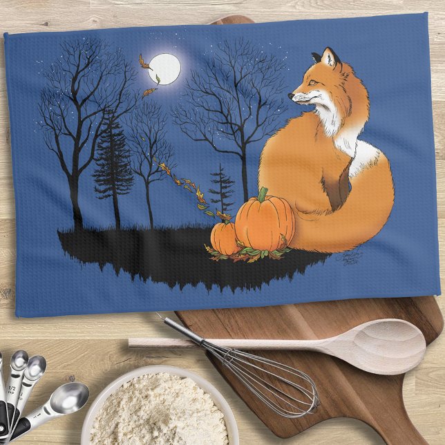 Red Fox Forest Pumpkins Geschirrtuch (Von Creator hochgeladen)