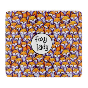 Red Fox Foxy Lady lustige Doodle Cartoon Collage S Schneidebrett