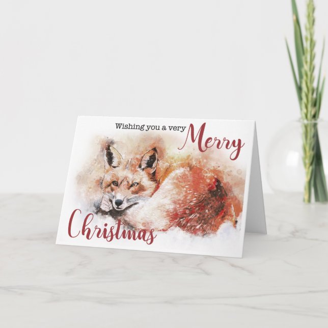 Red Fox Frohe Weihnachtskarte Feiertagskarte (Vorderseite)