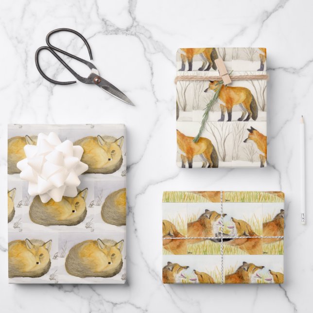 Red Fox Geschenkpapier Set (Vorderseite)