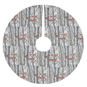 Red Fox Gray Forest Woods Weihnachtsbaumrock Polyester Weihnachtsbaumdecke