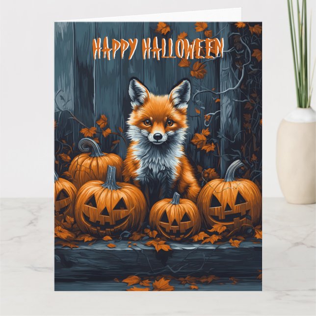 Red Fox Halloween Karte (Vorderseite)