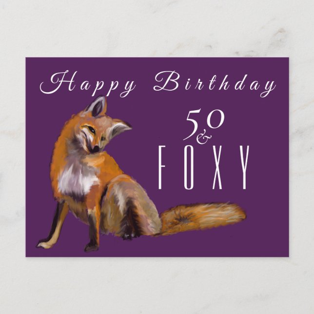 Red fox Happy 50 Geburtstag Gruß Postkarte (Vorderseite)