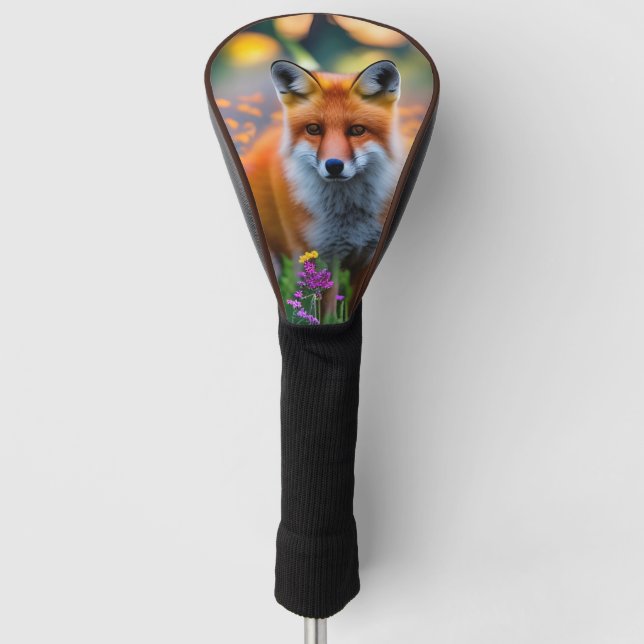 Red Fox im Bereich der Wildblumen Golf Headcover (Vorderseite)