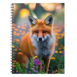 Red Fox im Bereich der Wildblumen Notizblock