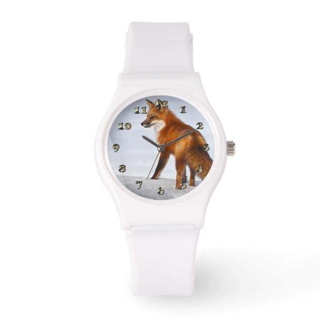 Red Fox im Winterschnee Armbanduhr (Vorderseite)