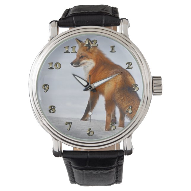 Red Fox im Winterschnee Armbanduhr (Vorderseite)