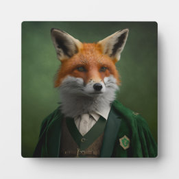 Red Fox in einem grünen St. Patrick's Day Anzug Fotoplatte