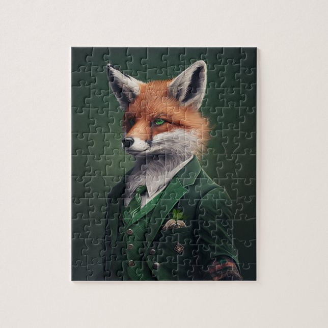 Red Fox in einem grünen St. Patrick's Day Anzug Ji Puzzle (Vertikal)