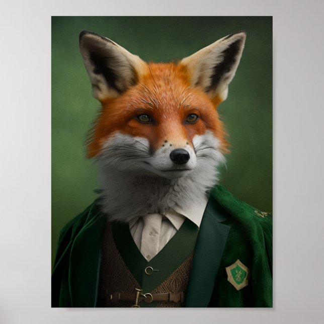 Red Fox in einem grünen St. Patrick's Day Anzug Poster (Vorne)