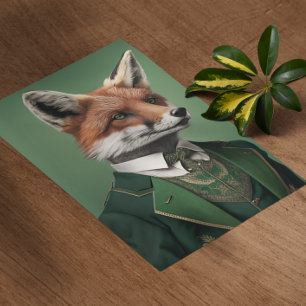 Red Fox in einem grünen St. Patrick's Day Anzug Poster
