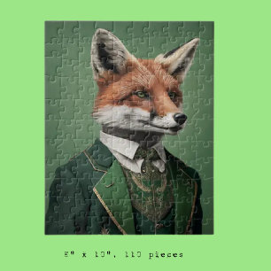 Red Fox in einem grünen St. Patrick's Day Anzug Puzzle