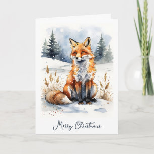 Red Fox in Snow Christmas Feiertagskarte