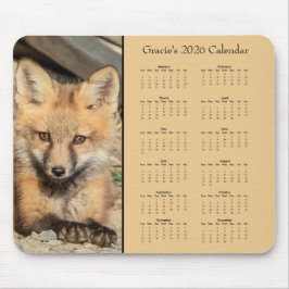 Red Fox Kit - Customizable full year 2025 calendar Mousepad