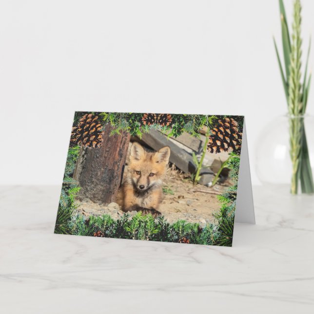 Red Fox Kit Weihnachtskarte Karte (Vorderseite)