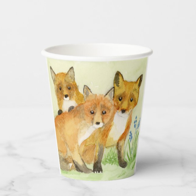 Red Fox Kits Pappbecher (Vorderseite)