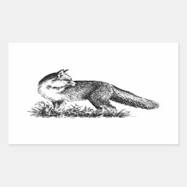 Red Fox (Line Art) Rechteckiger Aufkleber