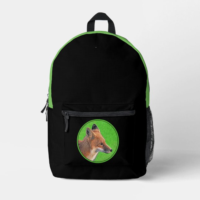 Red Fox Malerei - Original Wildlife Art Bedruckter Rucksack (Vorderseite)