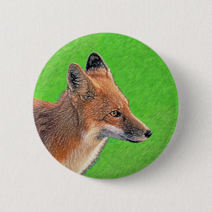 Red Fox Malerei - Original Wildlife Art Button