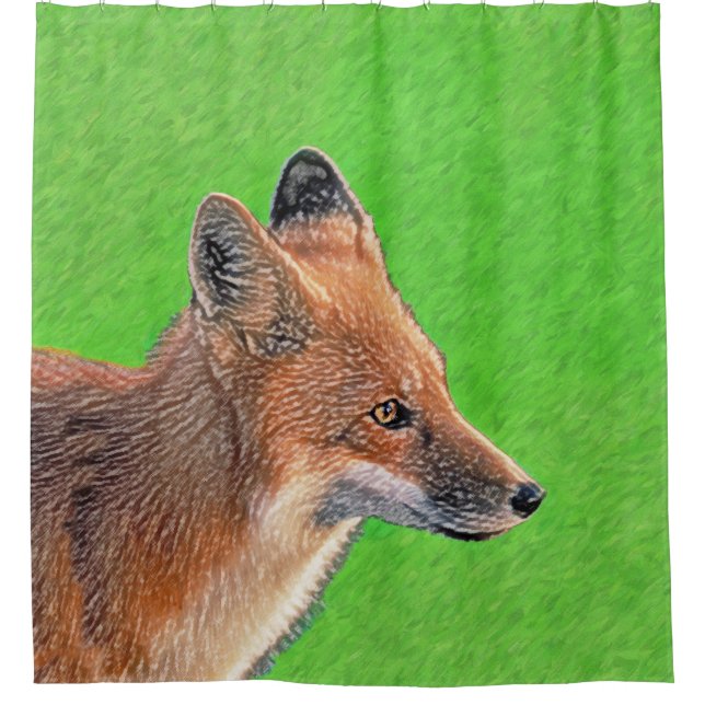 Red Fox Malerei - Original Wildlife Art Duschvorhang (Vorderseite)