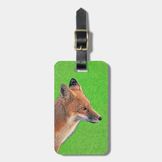 Red Fox Malerei - Original Wildlife Art Gepäckanhänger (Vorderseite vertikal)