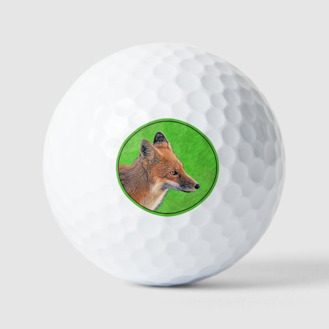 Red Fox Malerei - Original Wildlife Art Golfball (Vorderseite)