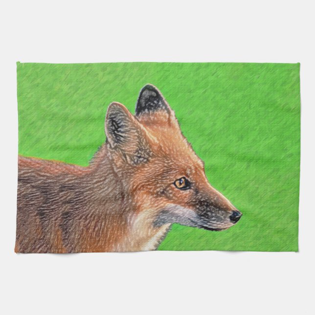 Red Fox Malerei - Original Wildlife Art Handtuch (Horizontal)