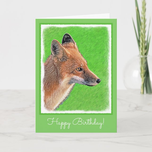 Red Fox Malerei - Original Wildlife Art Karte (Vorderseite)