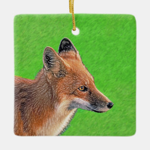 Red Fox Malerei - Original Wildlife Art Keramikornament