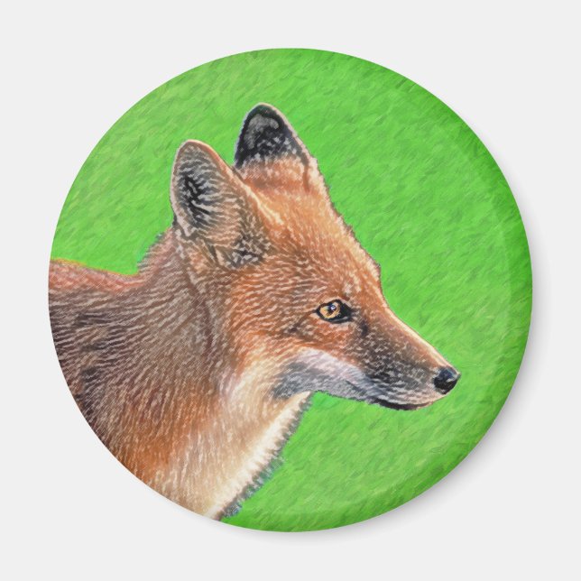 Red Fox Malerei - Original Wildlife Art Magnet (Vorne)