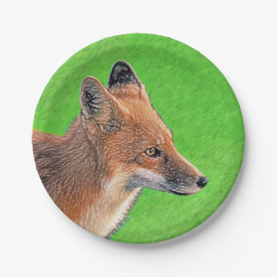 Red Fox Malerei - Original Wildlife Art Pappteller