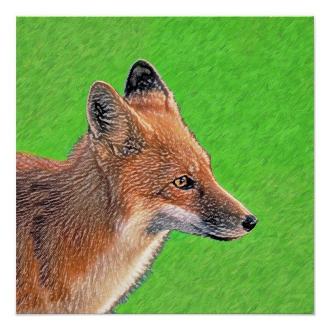 Red Fox Malerei - Original Wildlife Art Poster (Vorderseite)
