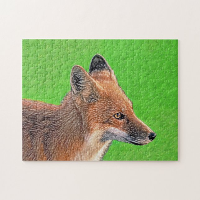 Red Fox Malerei - Original Wildlife Art Puzzle (Horizontal)