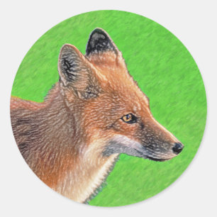 Red Fox Malerei - Original Wildlife Art Runder Aufkleber