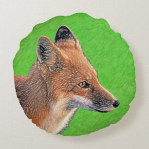 Red Fox Malerei - Original Wildlife Art Rundes Kissen