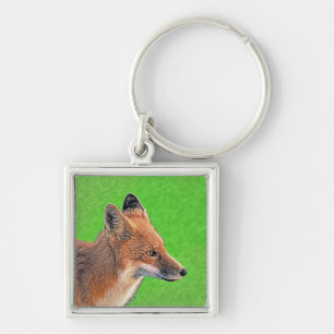Red Fox Malerei - Original Wildlife Art Schlüsselanhänger