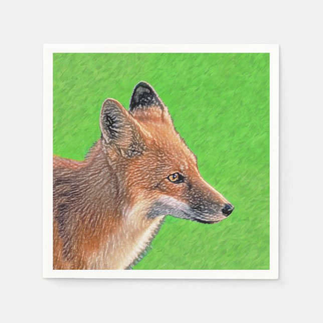 Red Fox Malerei - Original Wildlife Art Serviette (Vorderseite)
