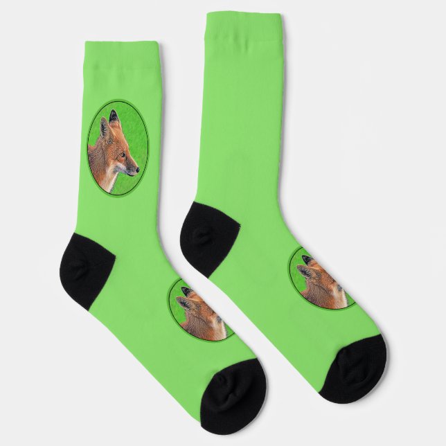 Red Fox Malerei - Original Wildlife Art Socken (Rechts)