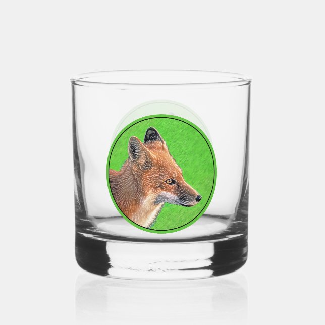 Red Fox Malerei - Original Wildlife Art Whiskyglas (Vorderseite)