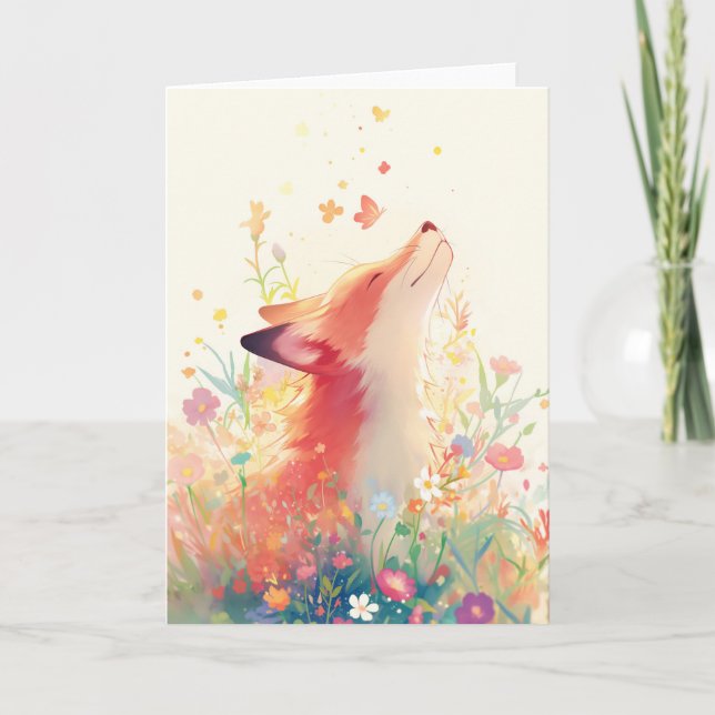 Red Fox Meadow Dreams Karte (Vorderseite)