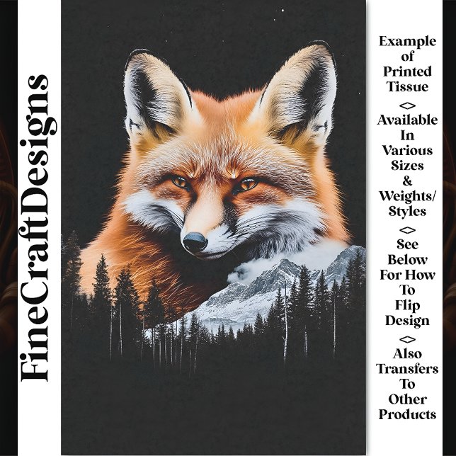 Red Fox & Mountain Landschaft CE3 Decoupage Seidenpapier (Von Creator hochgeladen)
