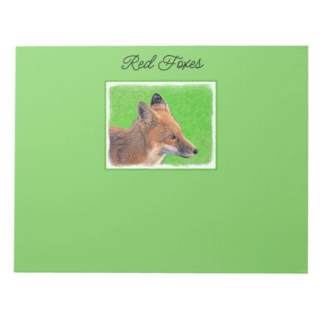 Red Fox Painting - Original Wildlife Art Notepad Notizblock (Vorderseite)