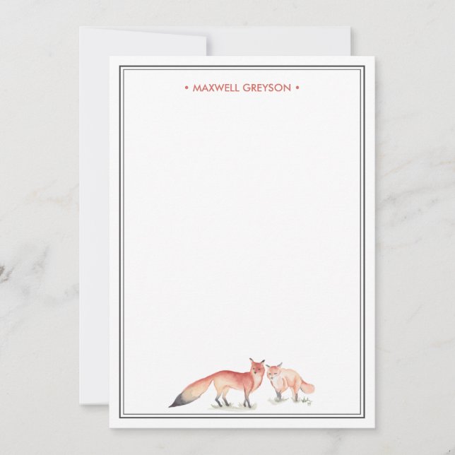 Red Fox Personalisiert Stationery Mitteilungskarte (Vorderseite)