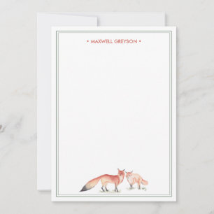 Red Fox Personalisiert Stationery Mitteilungskarte